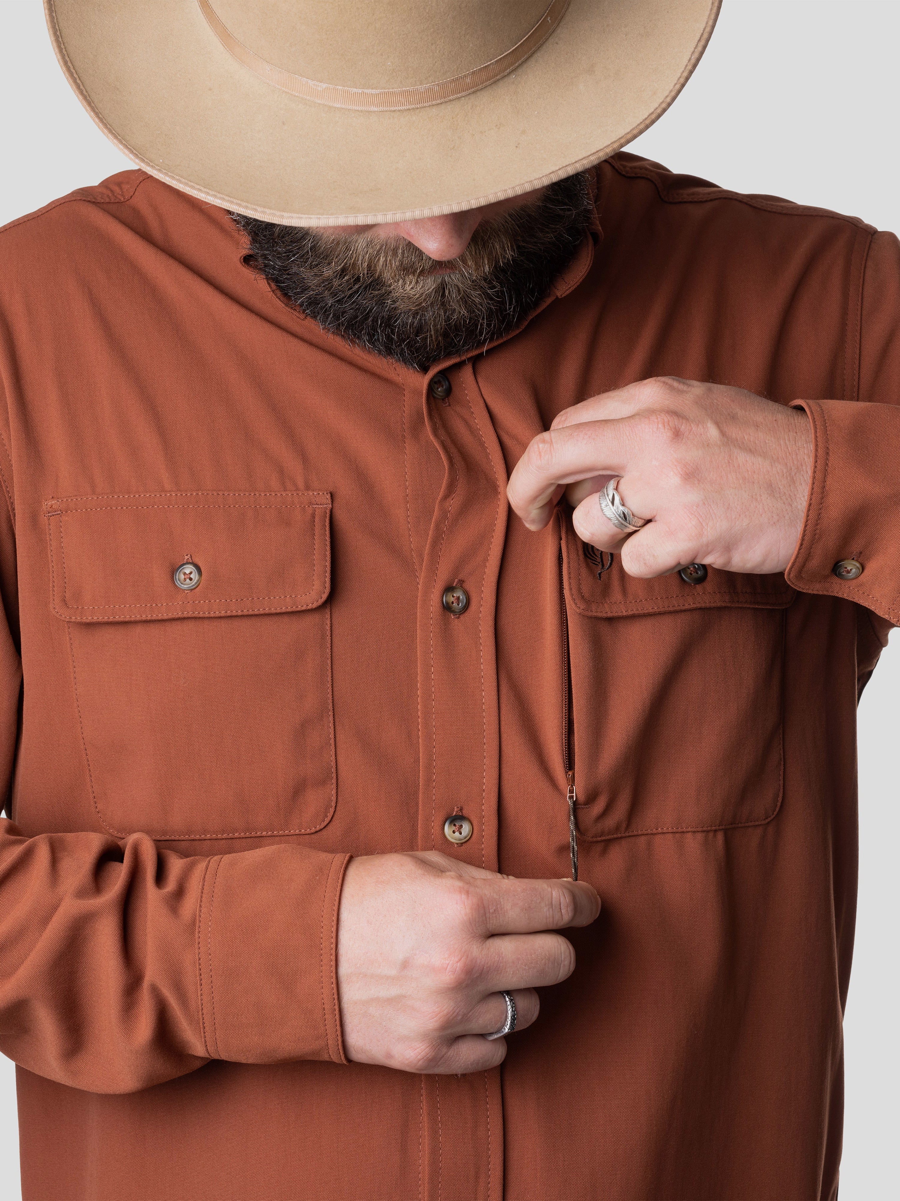 M's Midweight Hunting Shirt - Rust Brown