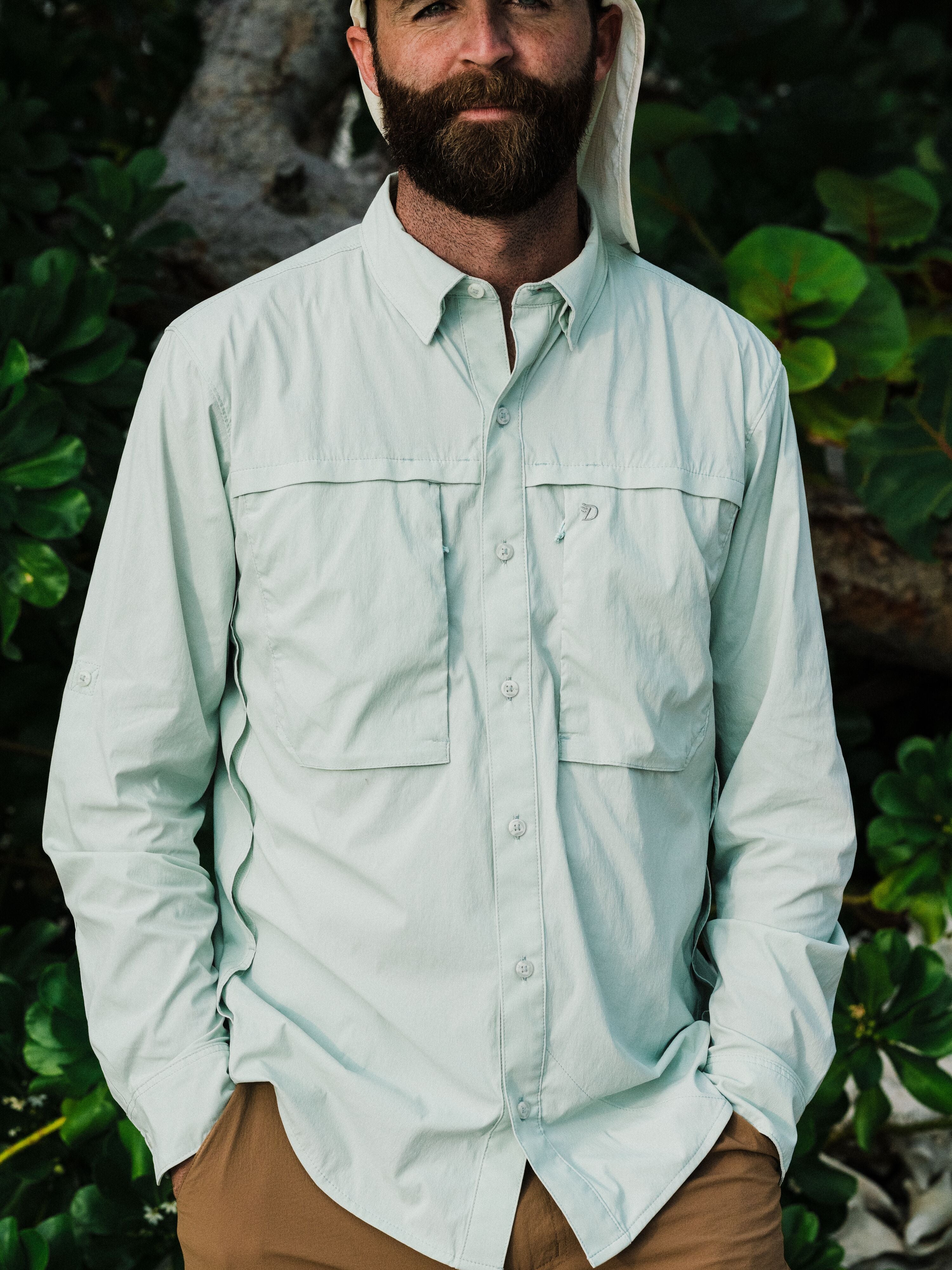 Men's Lightweight Fishing Shirt Long Sleeve - Sea Foam