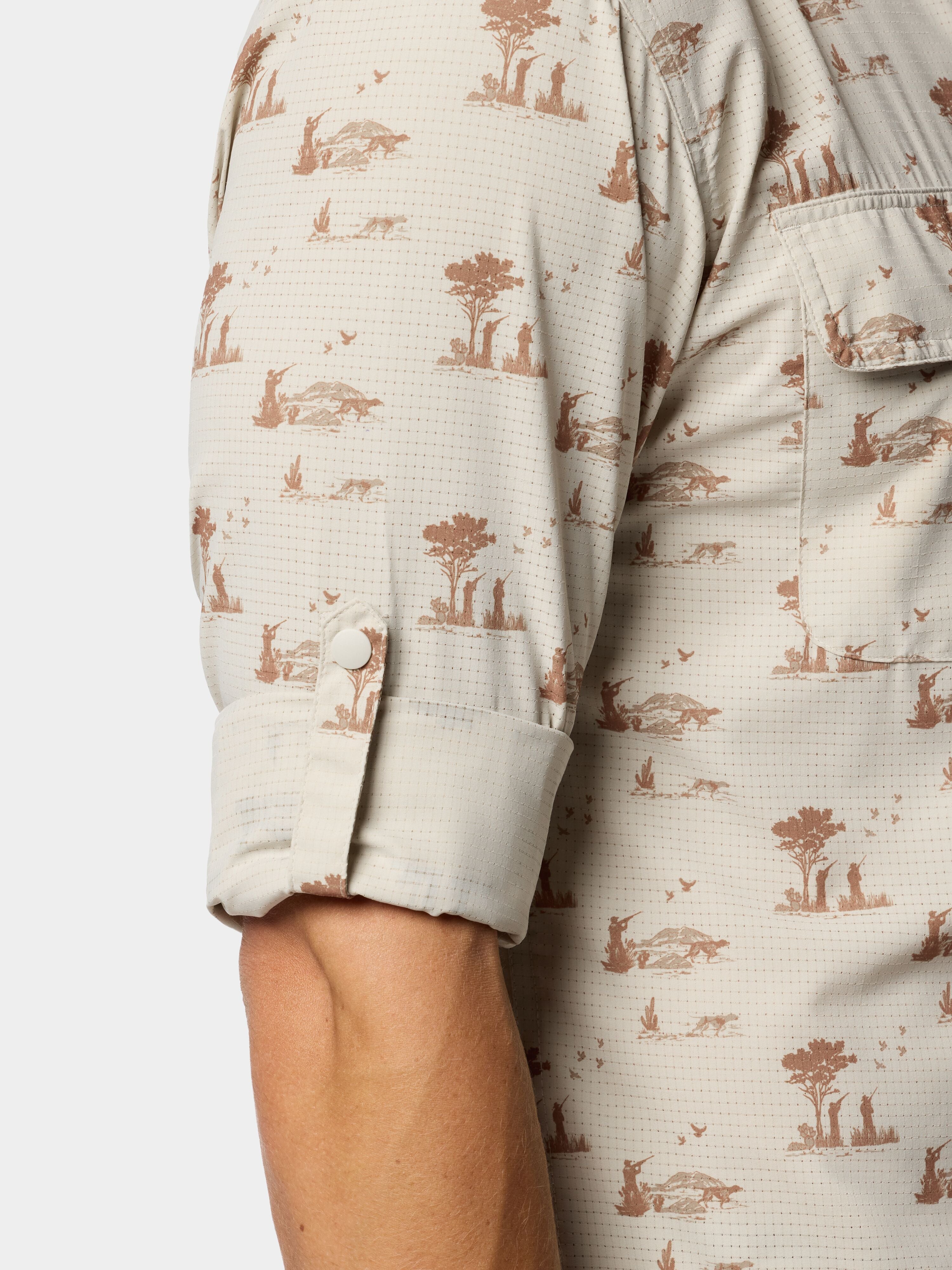 Men's Cast & Blast Perforated Shirt - Long Sleeve - Opening Day Sand Dollar