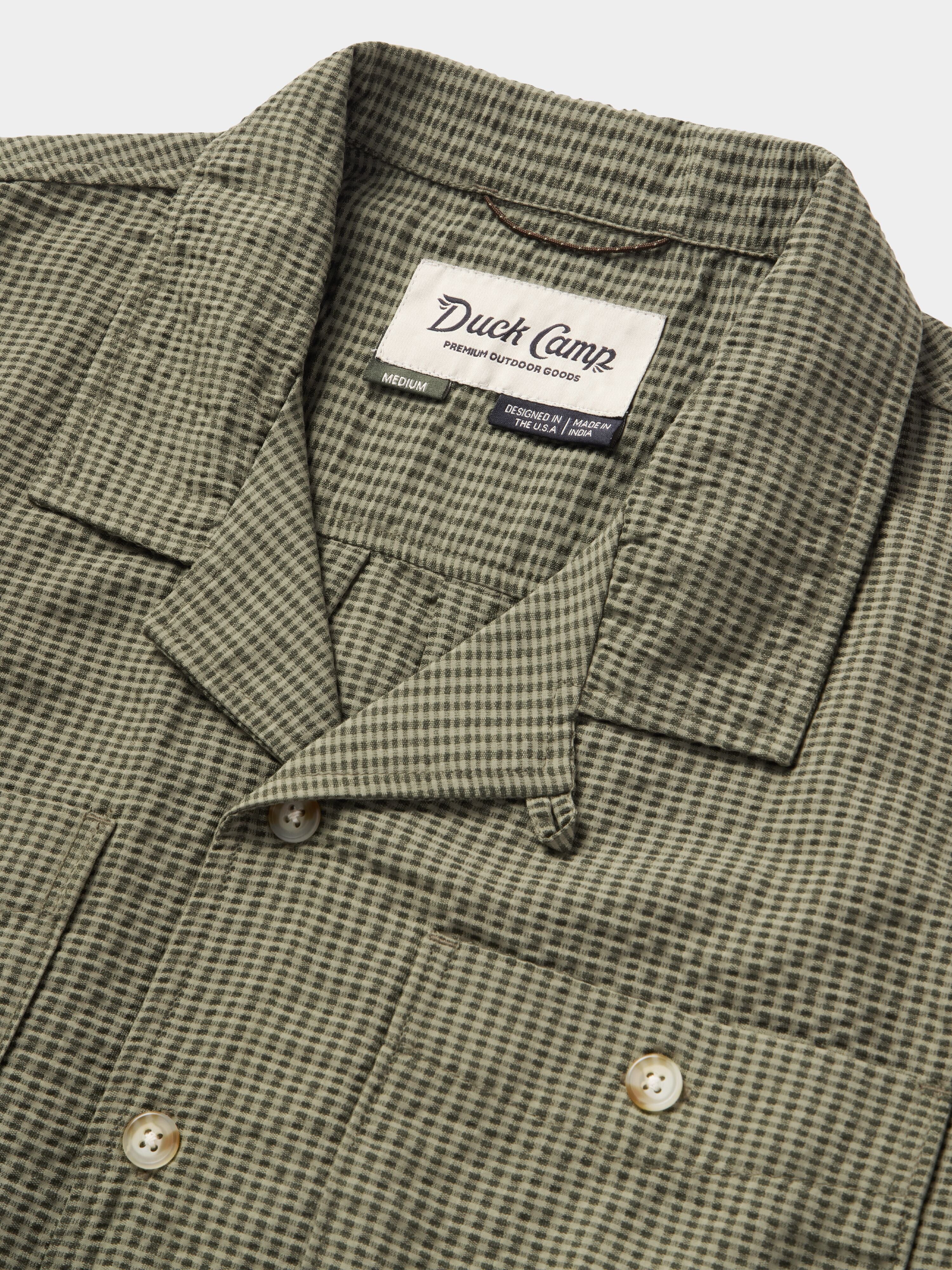 M's Coastal Seersucker Shirt Short Sleeve - Moss