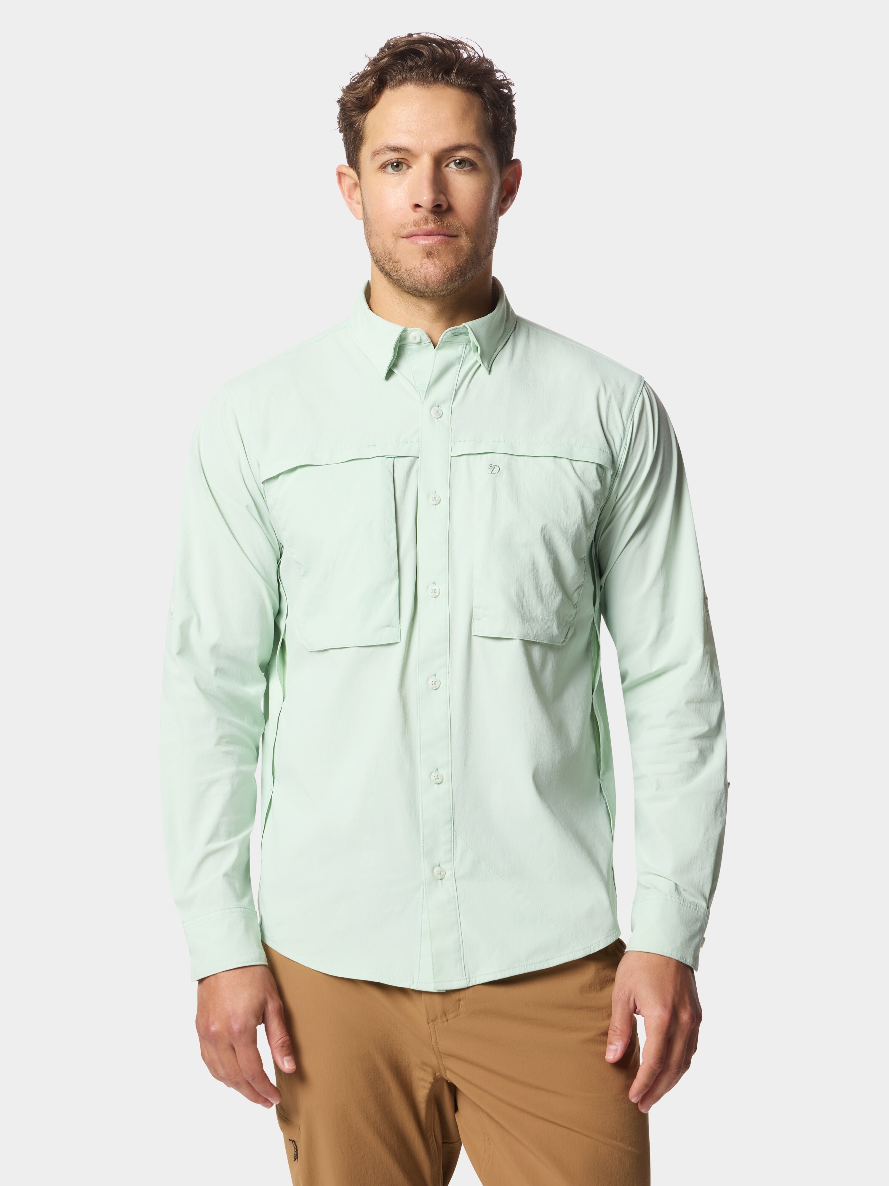 Men's Lightweight Fishing Shirt Long Sleeve - Sea Foam