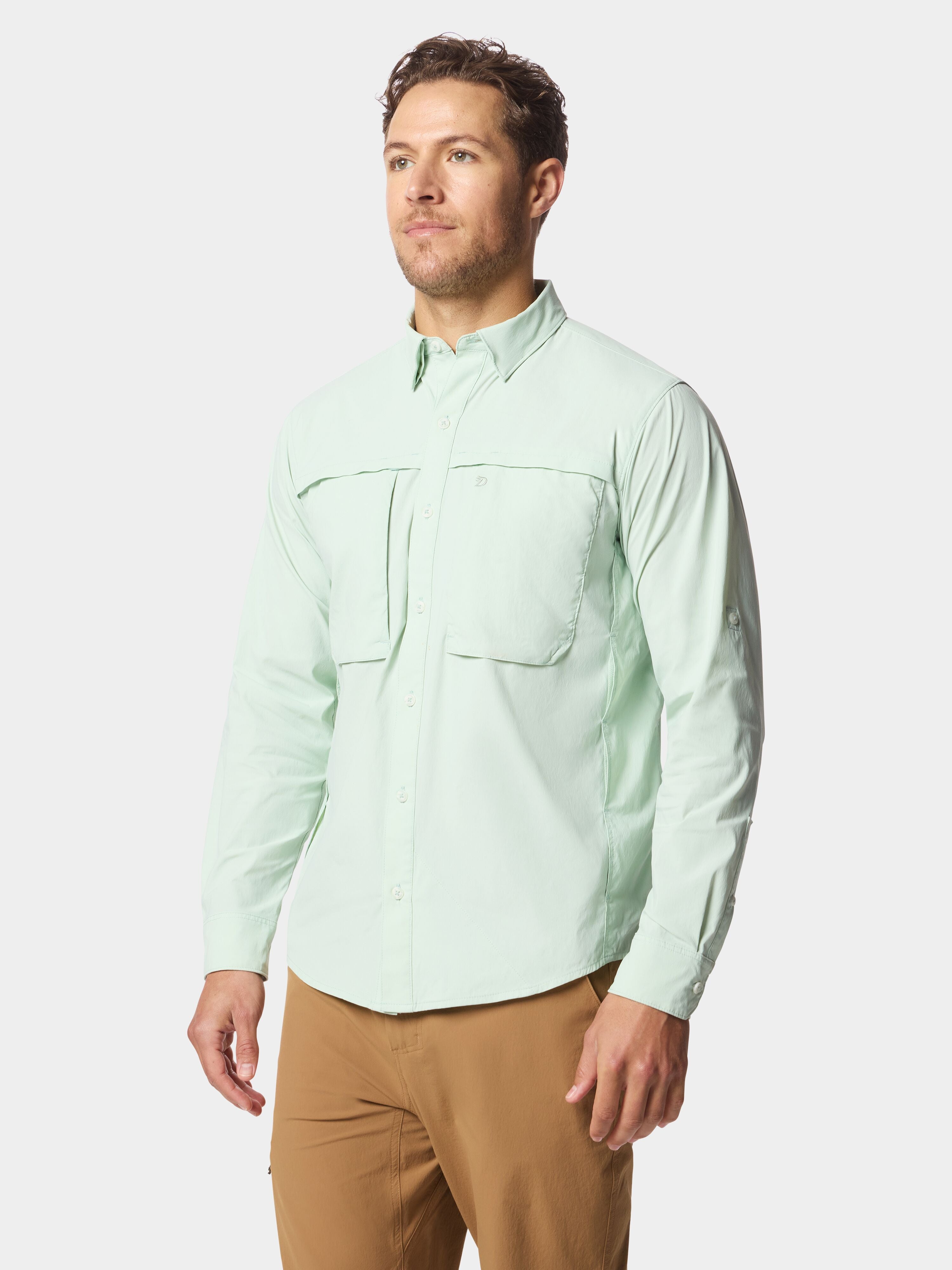 Men's Lightweight Fishing Shirt Long Sleeve - Sea Foam
