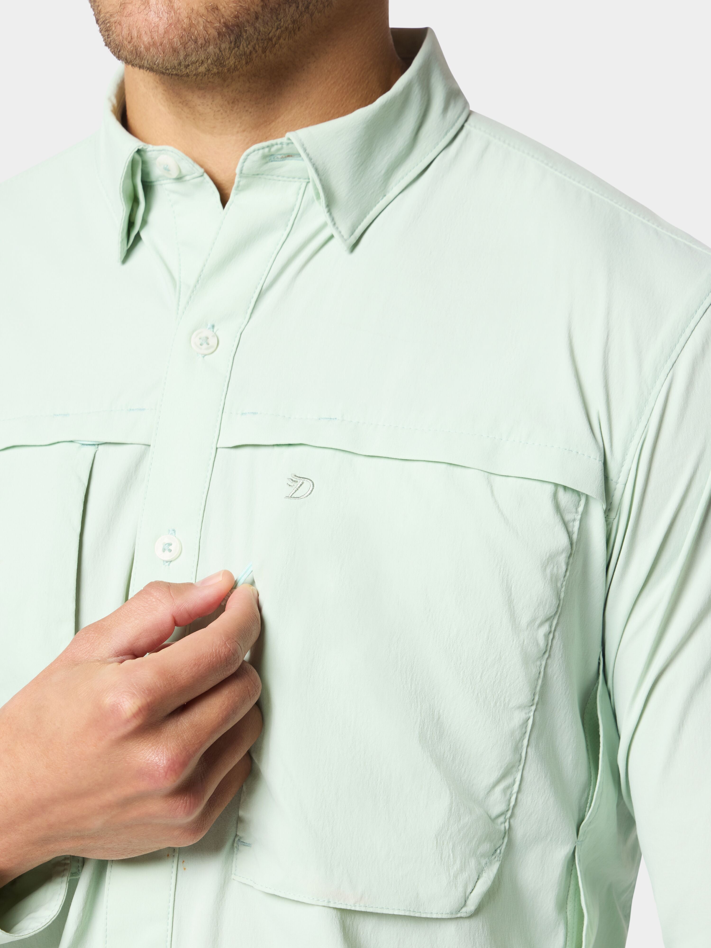 Men's Lightweight Fishing Shirt Long Sleeve - Sea Foam