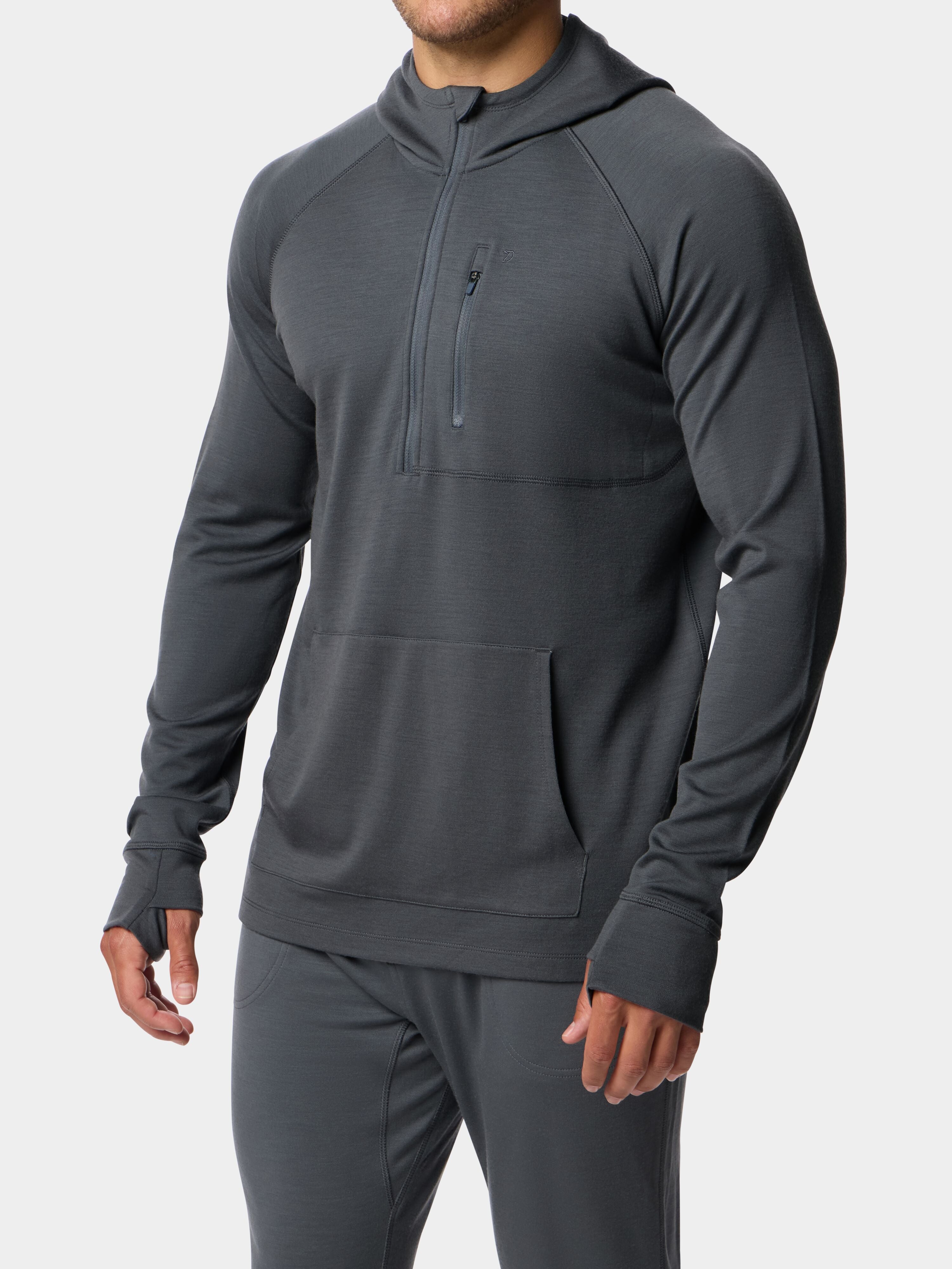 M's Merino Half Zip Hoodie - Charcoal