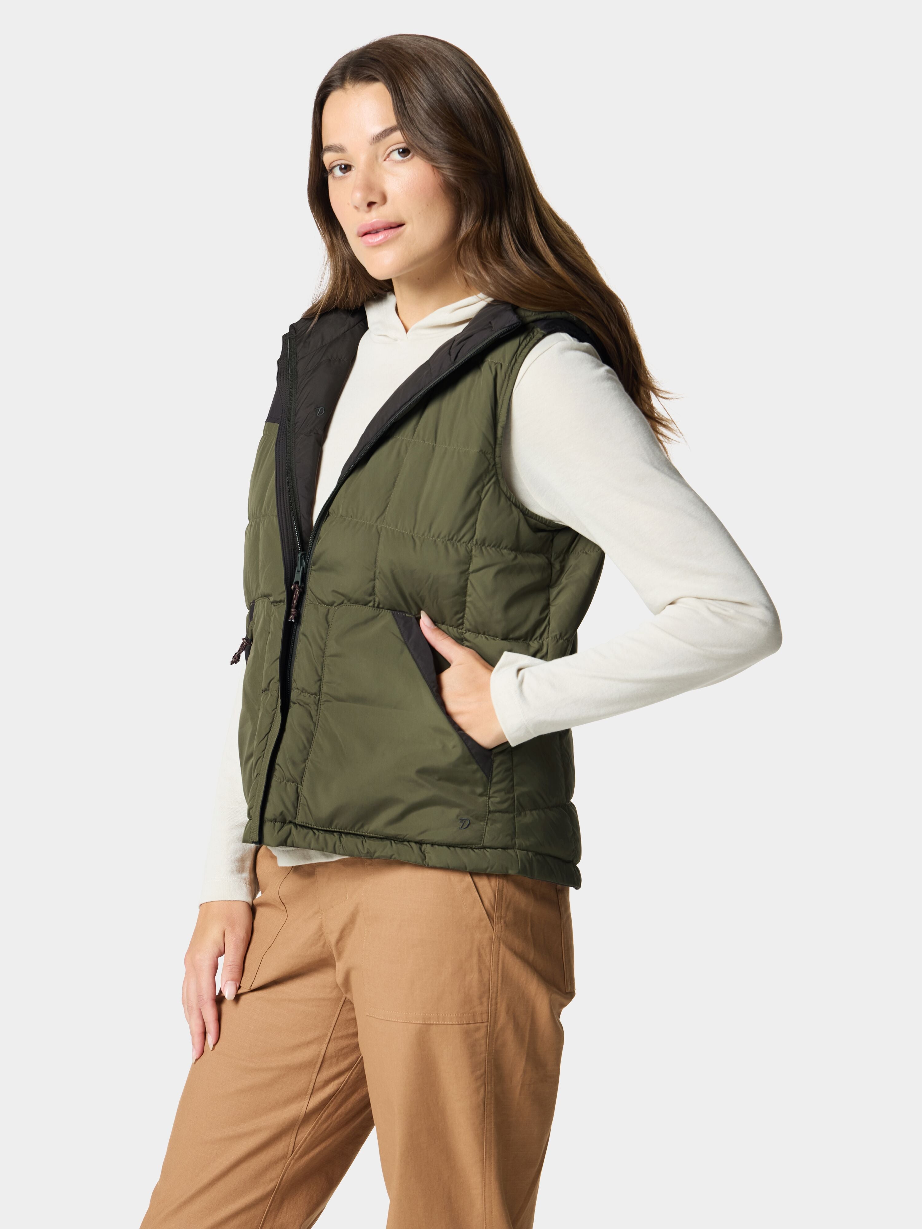 W's DryDown Reversible Vest - Moss/Raven