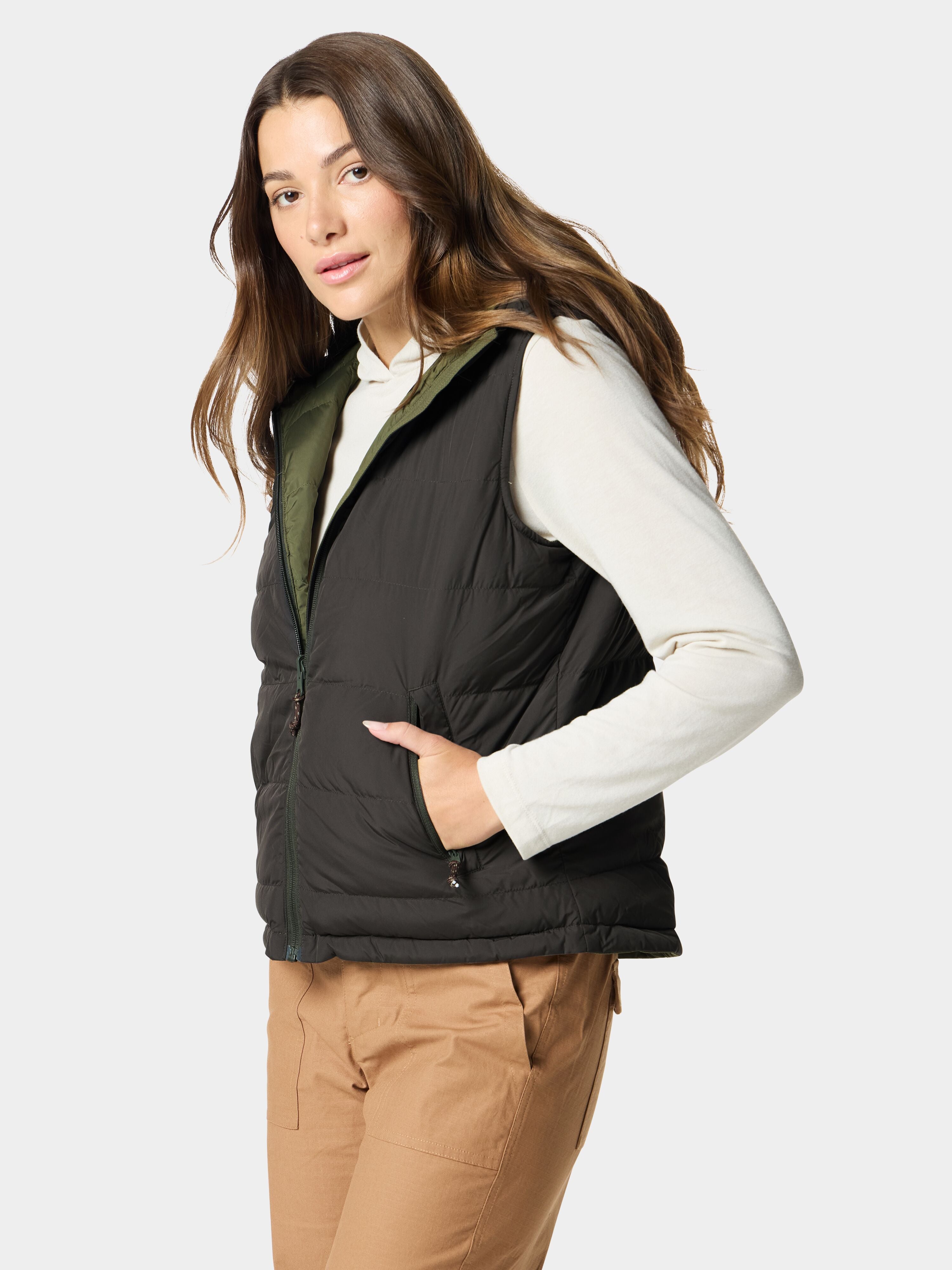 W's DryDown Reversible Vest - Moss/Raven