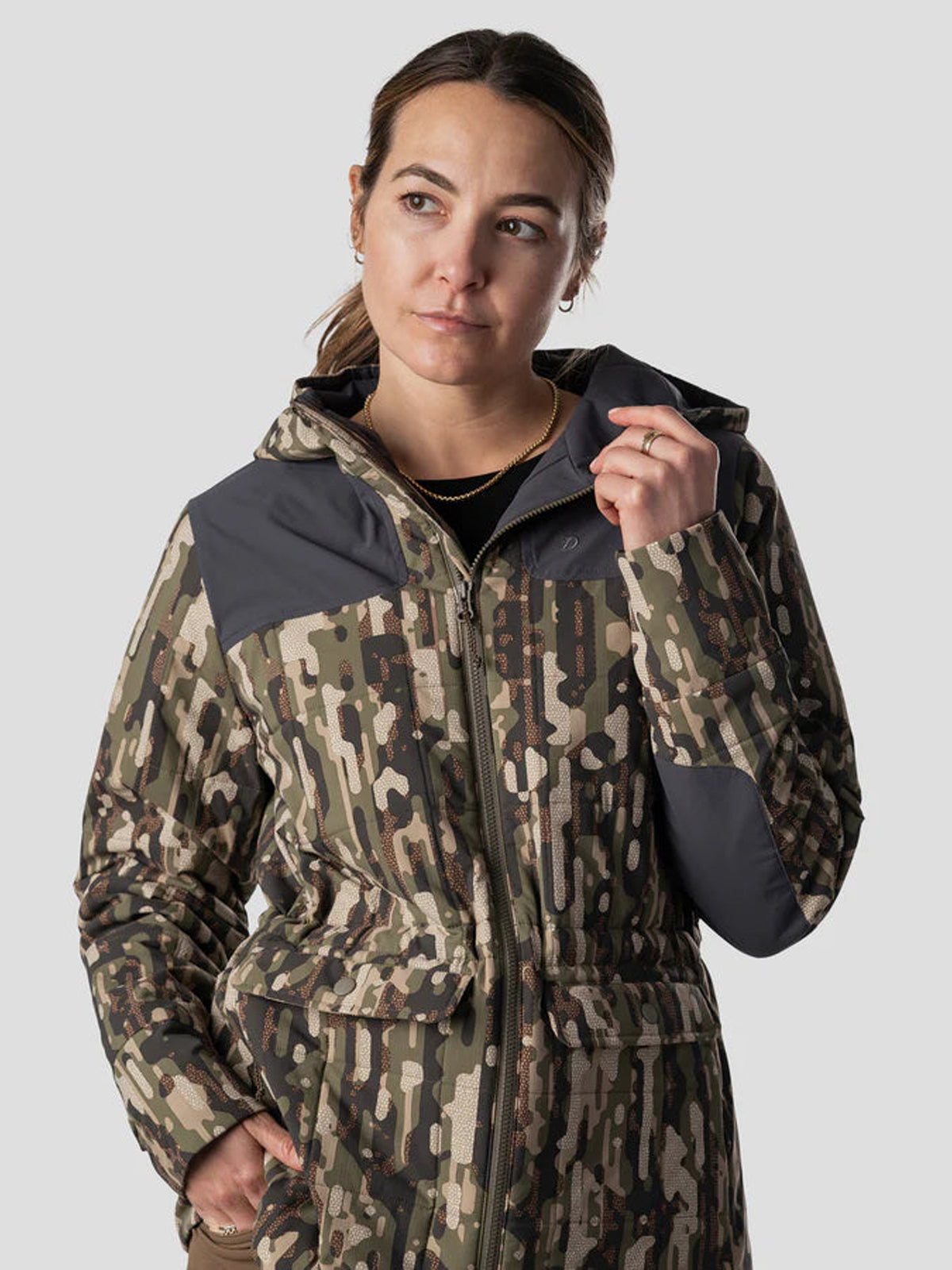 Women's Airflow Insulated Hoodie - Charcoal/Woodland