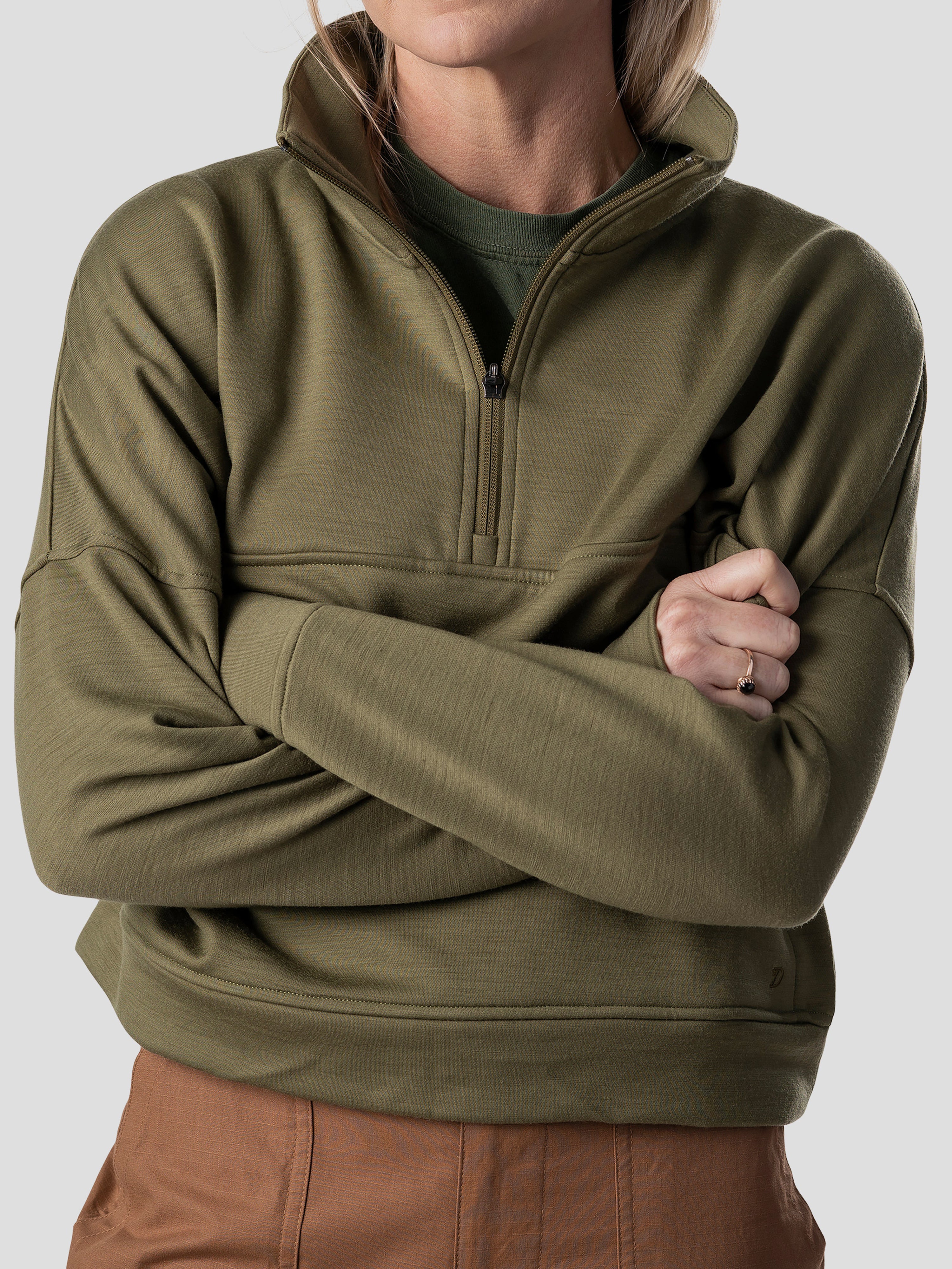 W's Barton Fleece Half Zip - Military Green