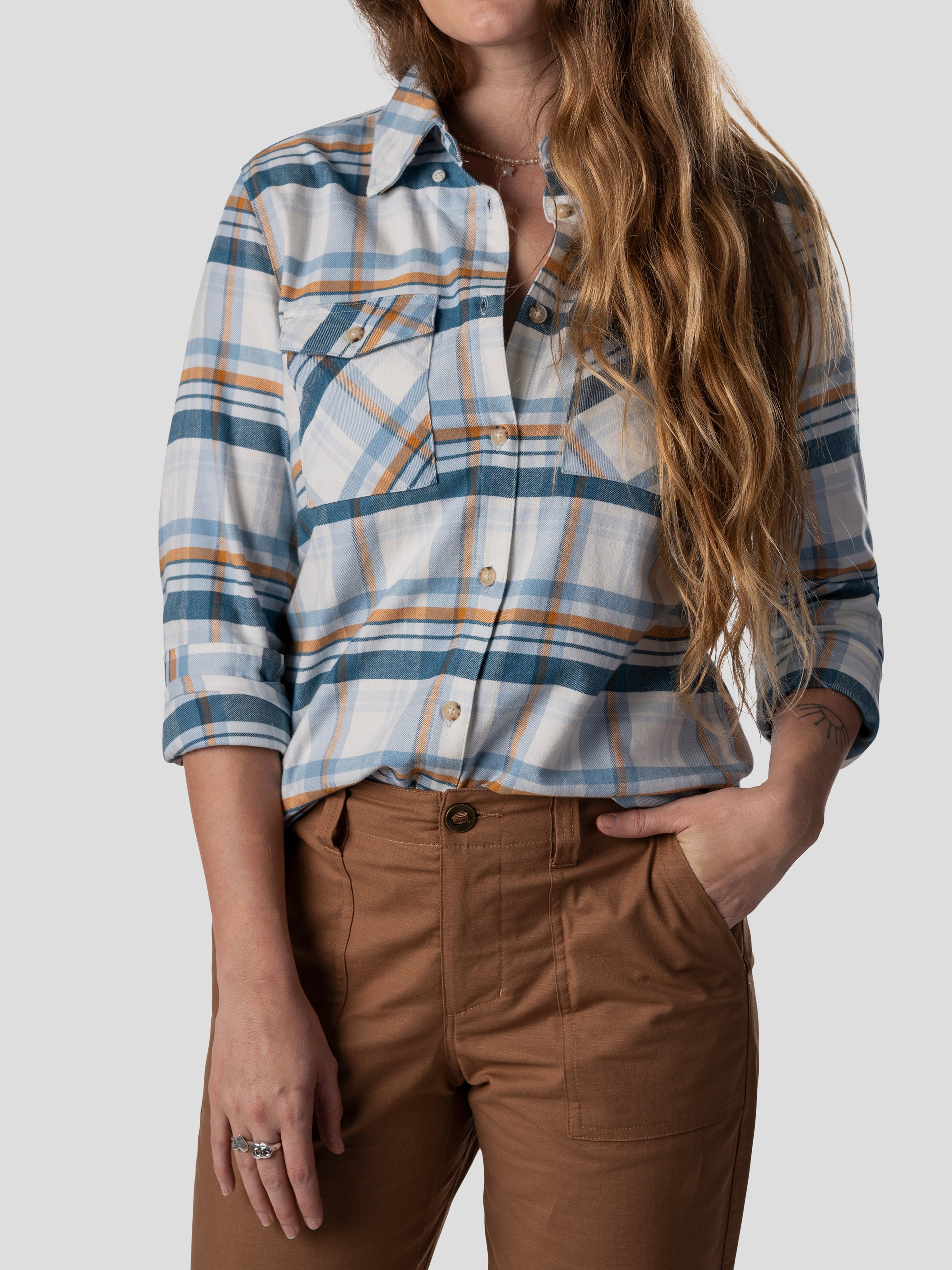 Plaid top shirt womens