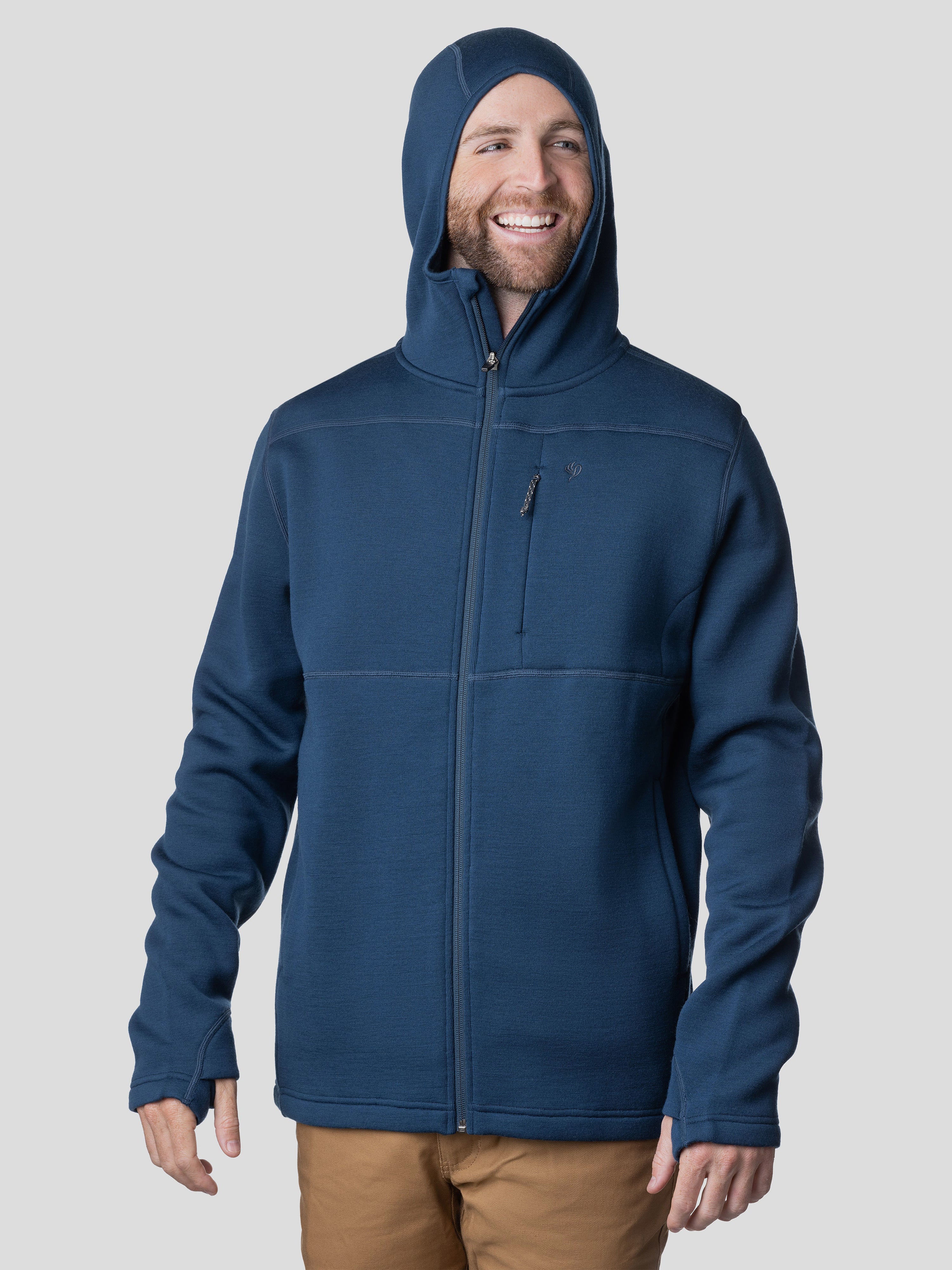 M s Barnburner Merino Hoodie Full Zip Faded Navy Duck Camp