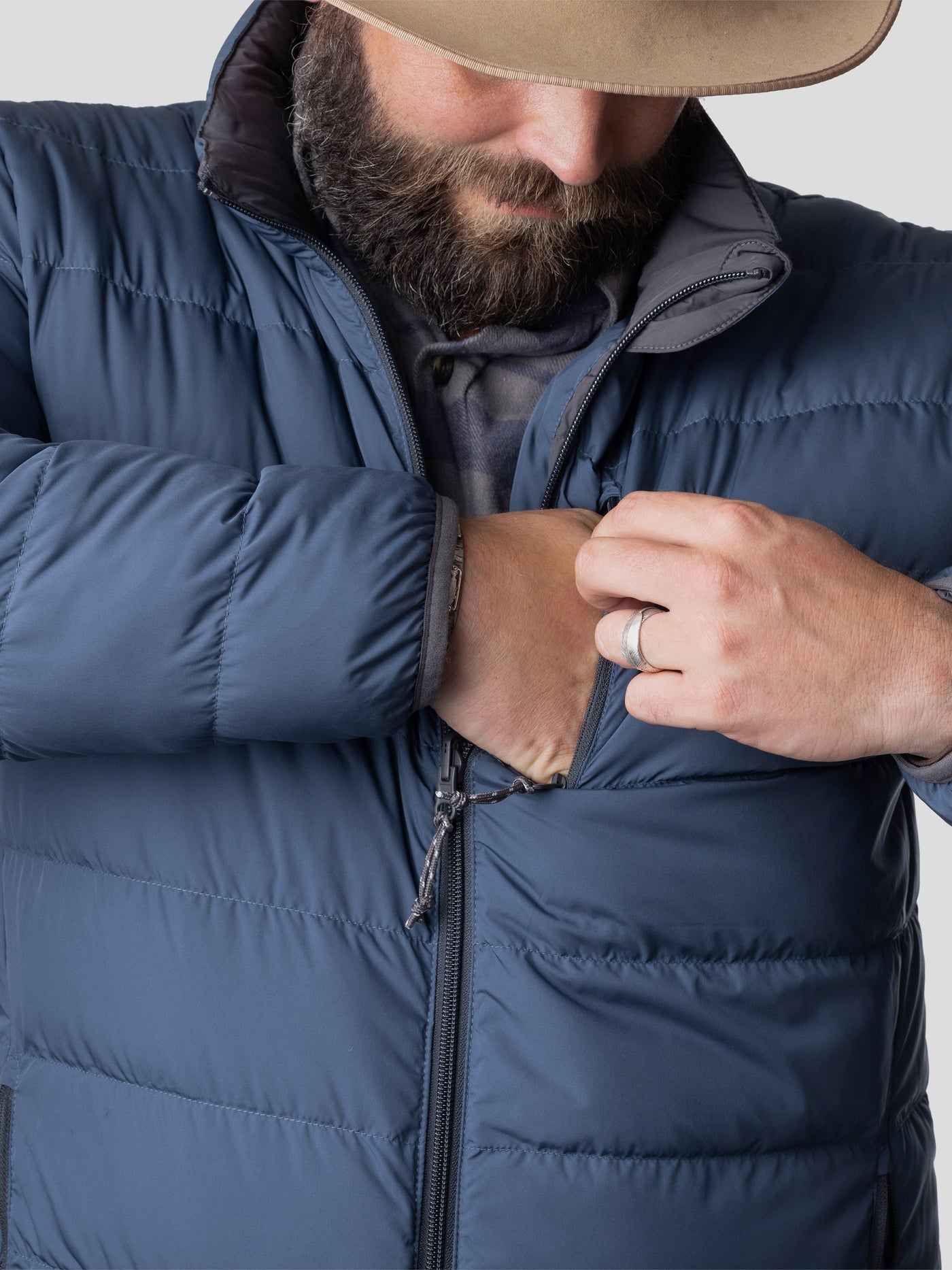 M's DryDown Reversible Jacket Charcoal/Faded Navy Duck Camp