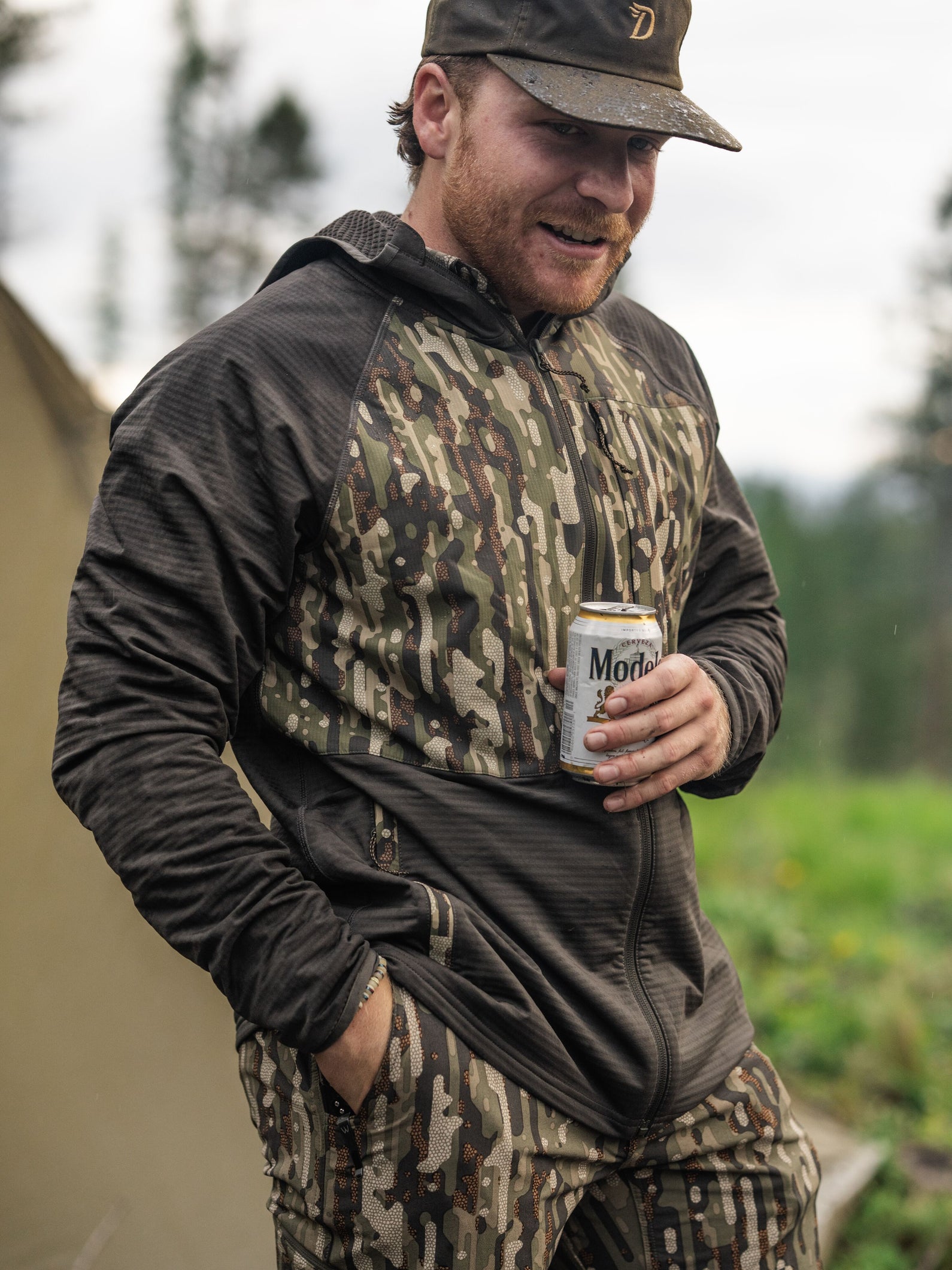 M's Lightweight Grid Tech Fleece Full Zip - Raven / Woodland