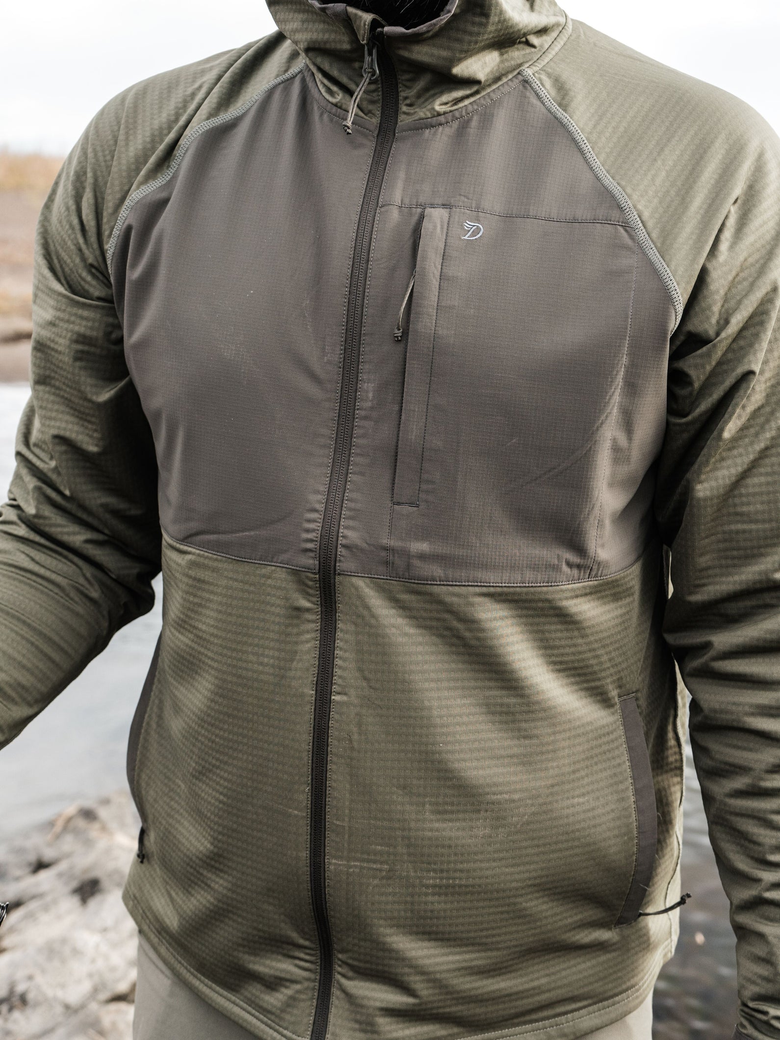 M's Lightweight Grid Tech Fleece Full Zip - Moss/Raven