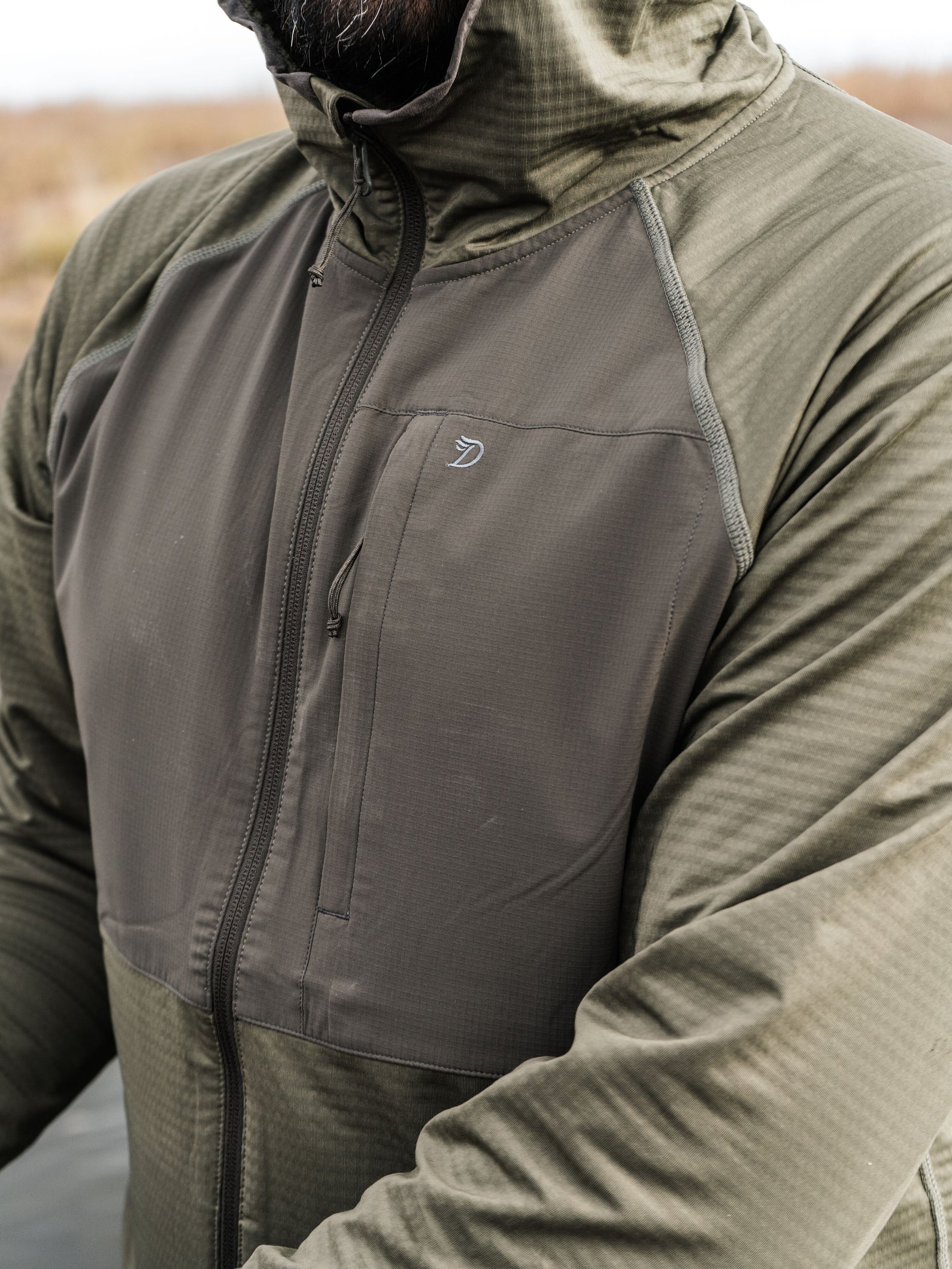 M's Lightweight Grid Tech Fleece Full Zip - Moss/Raven