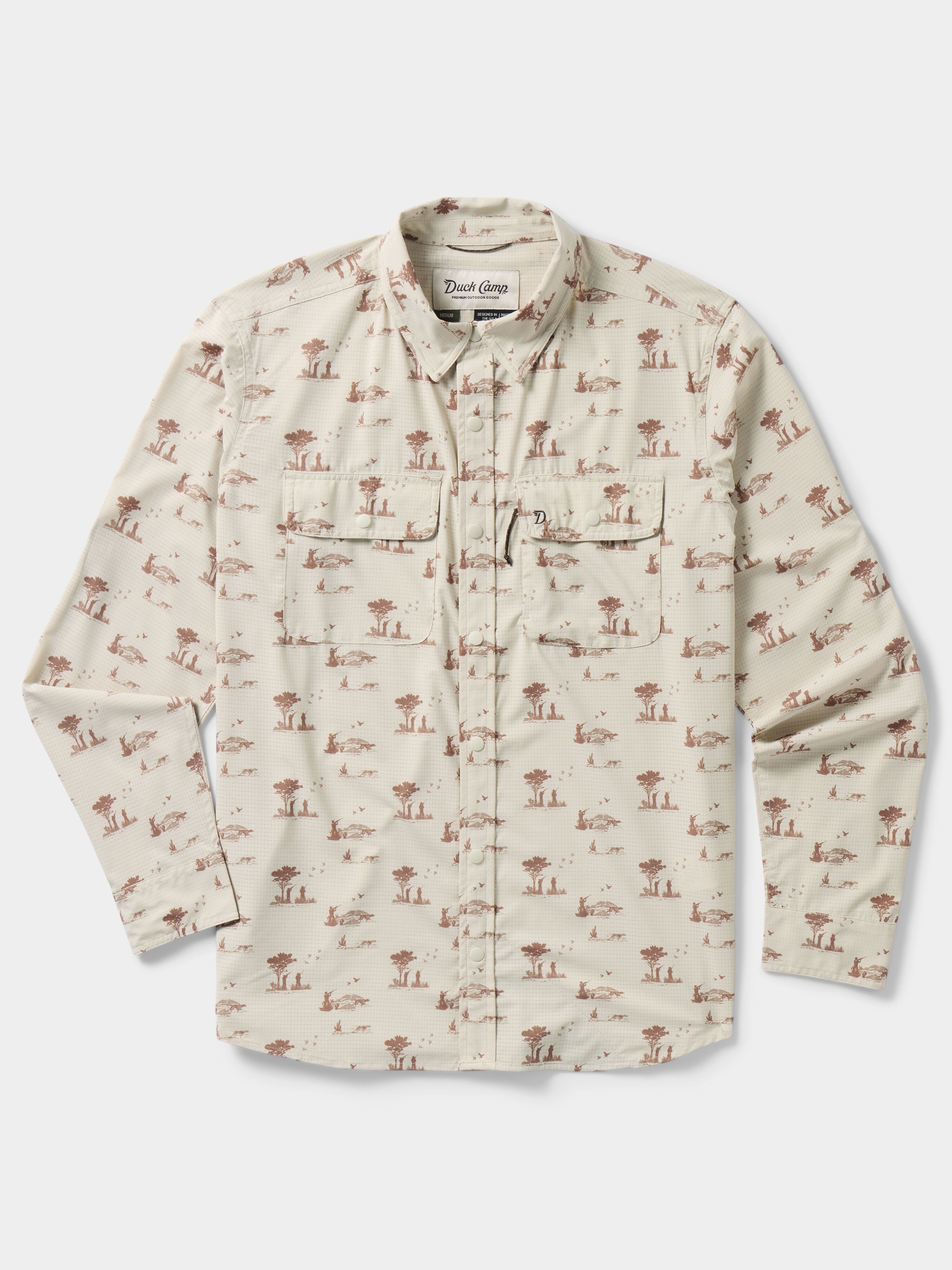 Men's Cast & Blast Perforated Shirt - Long Sleeve - Opening Day Sand Dollar