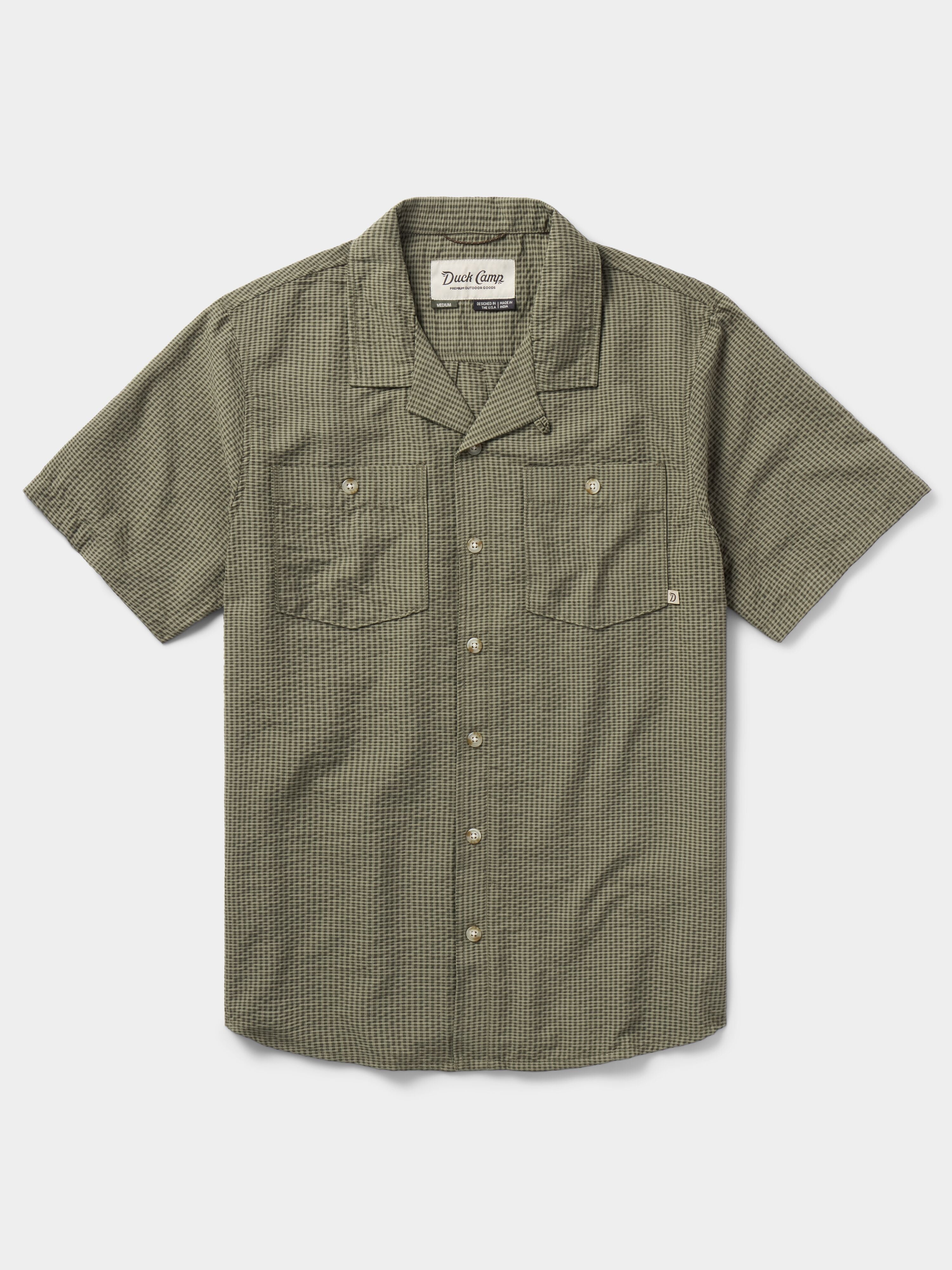 Men's Coastal Seersucker Shirt Short Sleeve - Moss