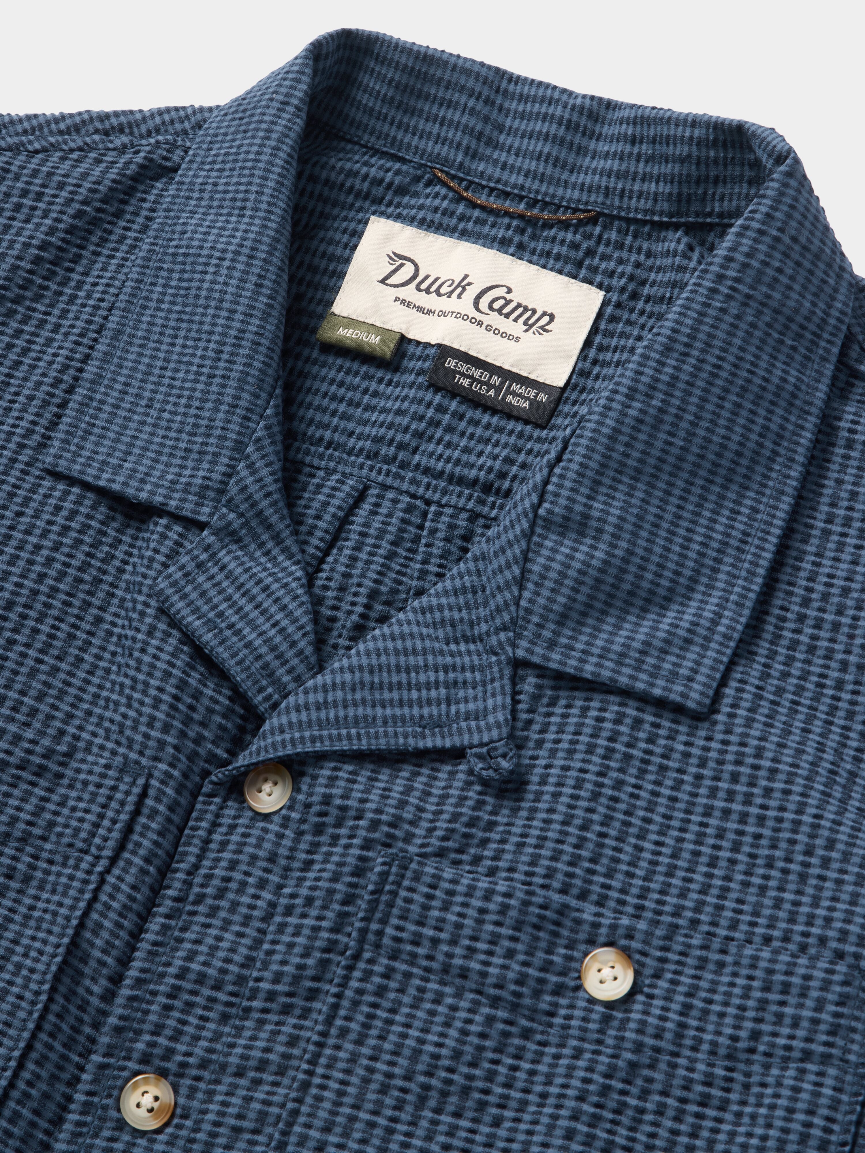 Men's Coastal Seersucker Shirt Short Sleeve - Navy Blue