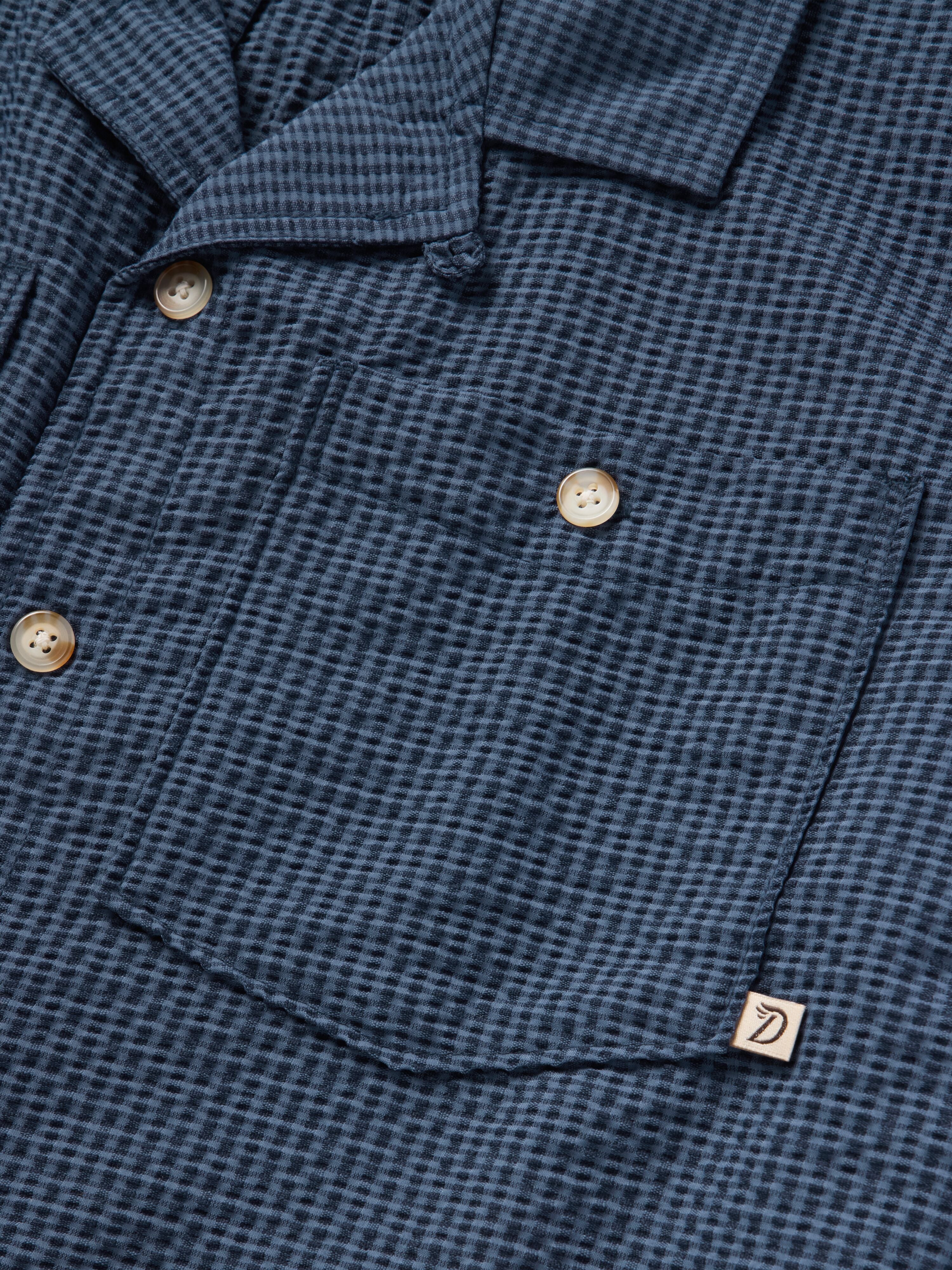 Men's Coastal Seersucker Shirt Short Sleeve - Navy Blue