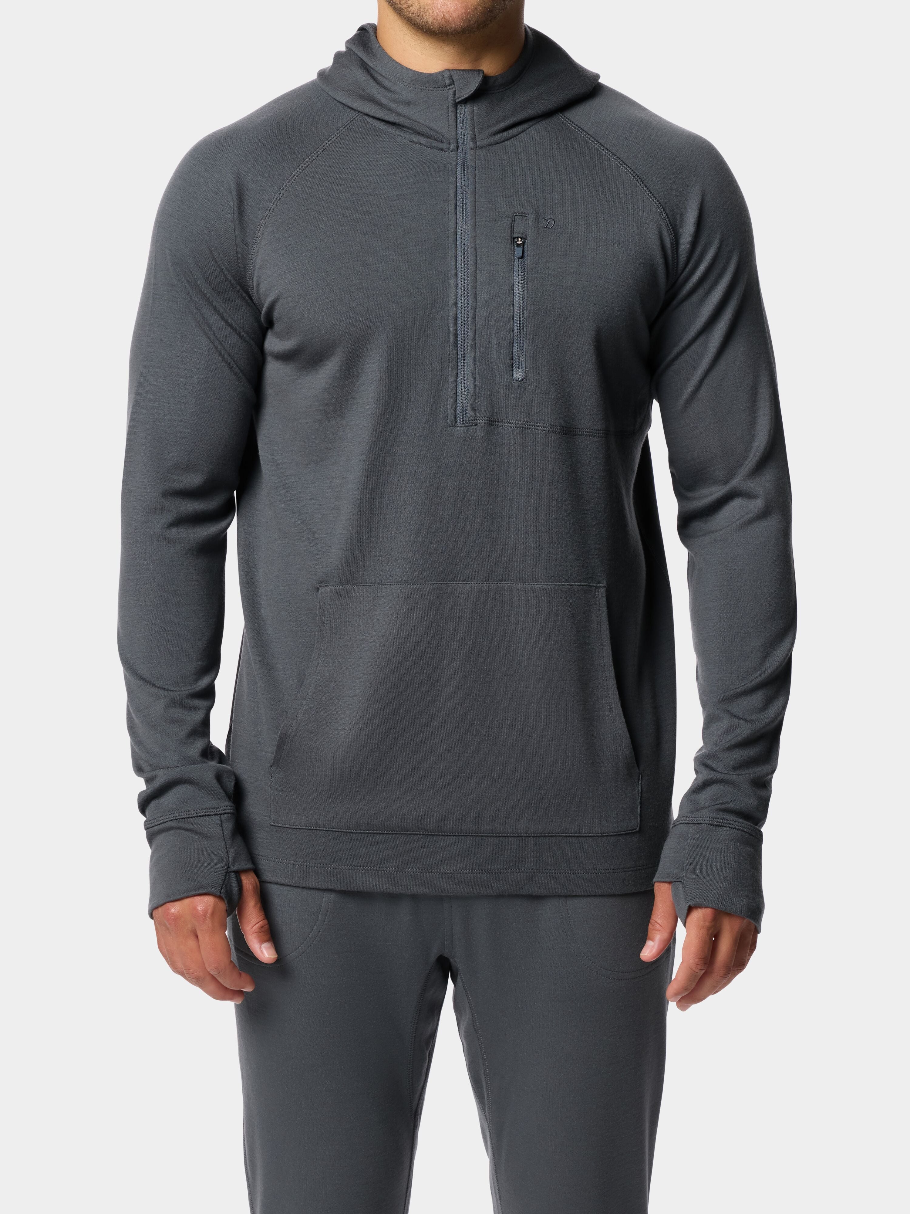 M's Merino Half Zip Hoodie - Charcoal