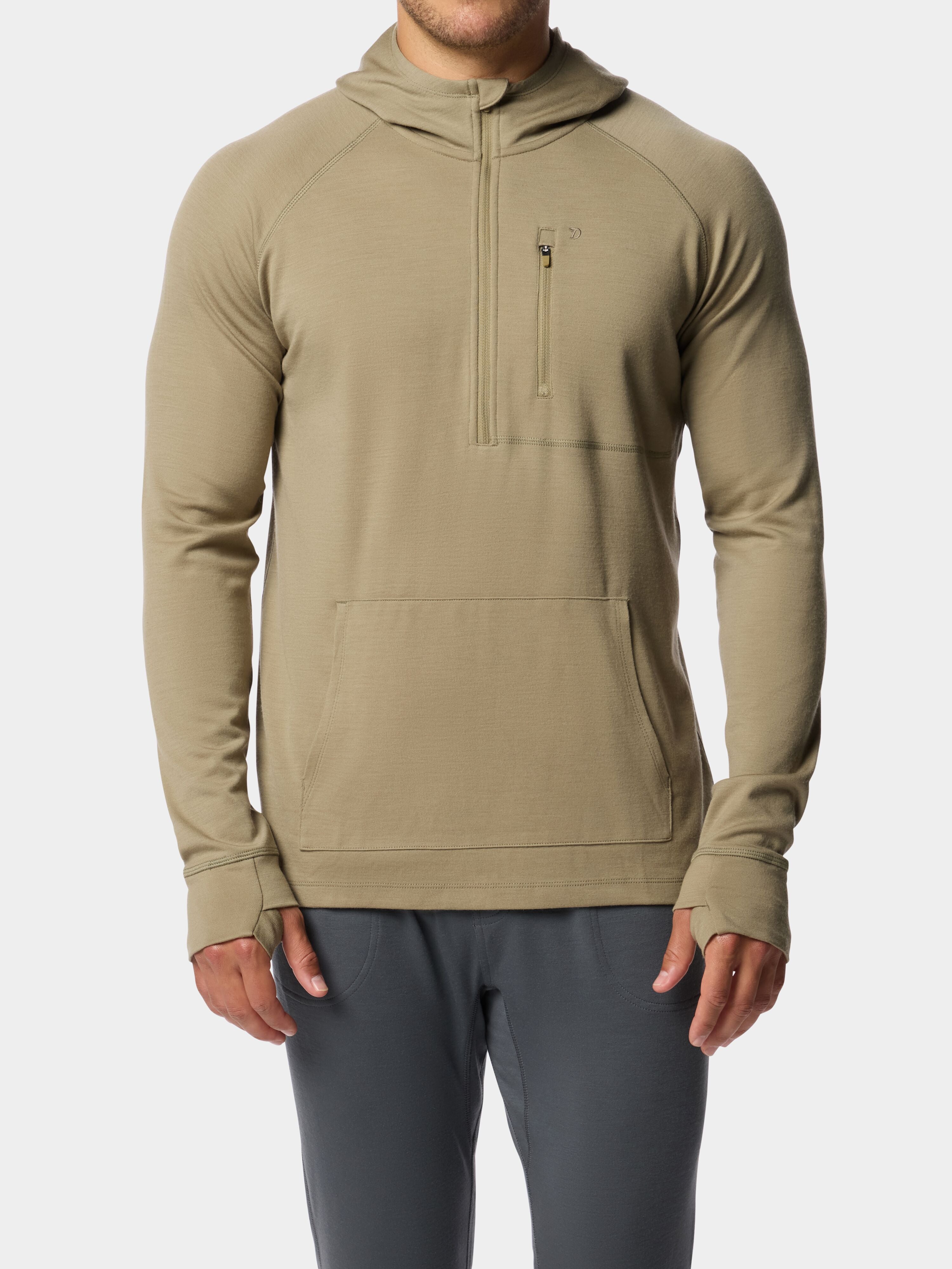 Men's Merino Half Zip Hoodie - Sagebrush