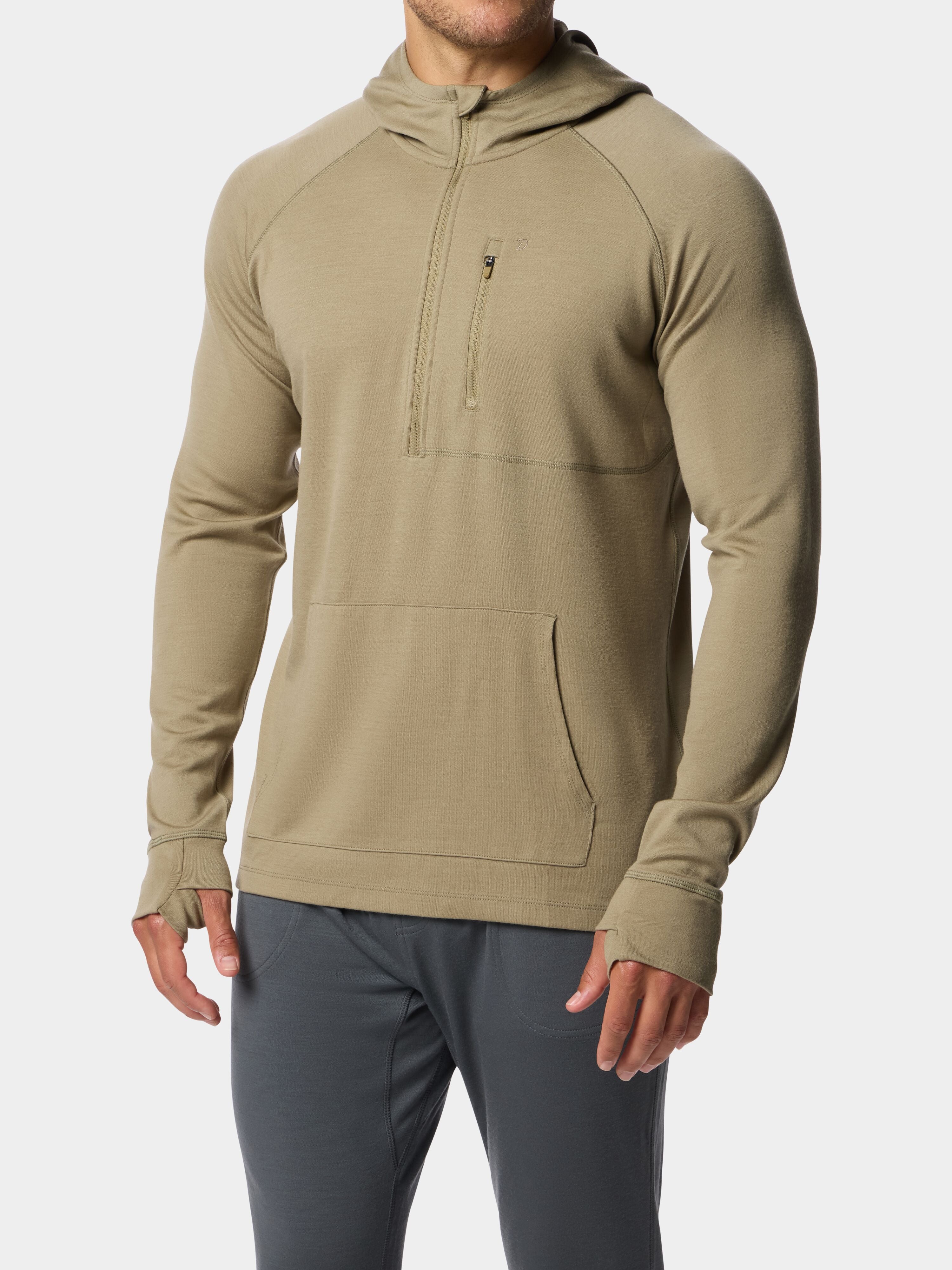 Men's Merino Half Zip Hoodie - Sagebrush