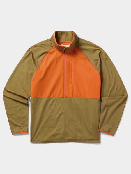 Men's Lightweight Grid Tech Fleece Half Zip - Wheat/Blaze