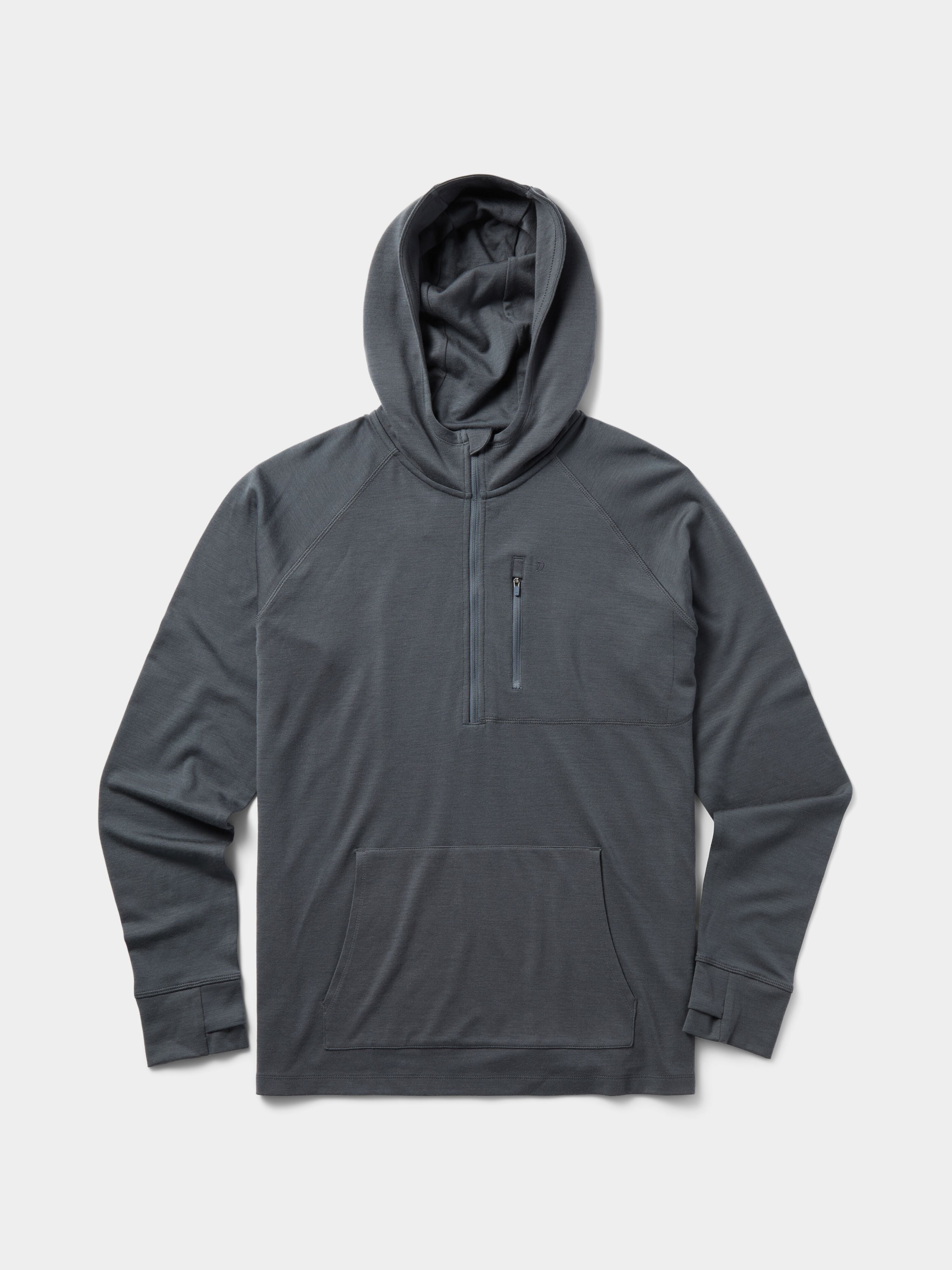 Men's Merino Half Zip Hoodie - Charcoal