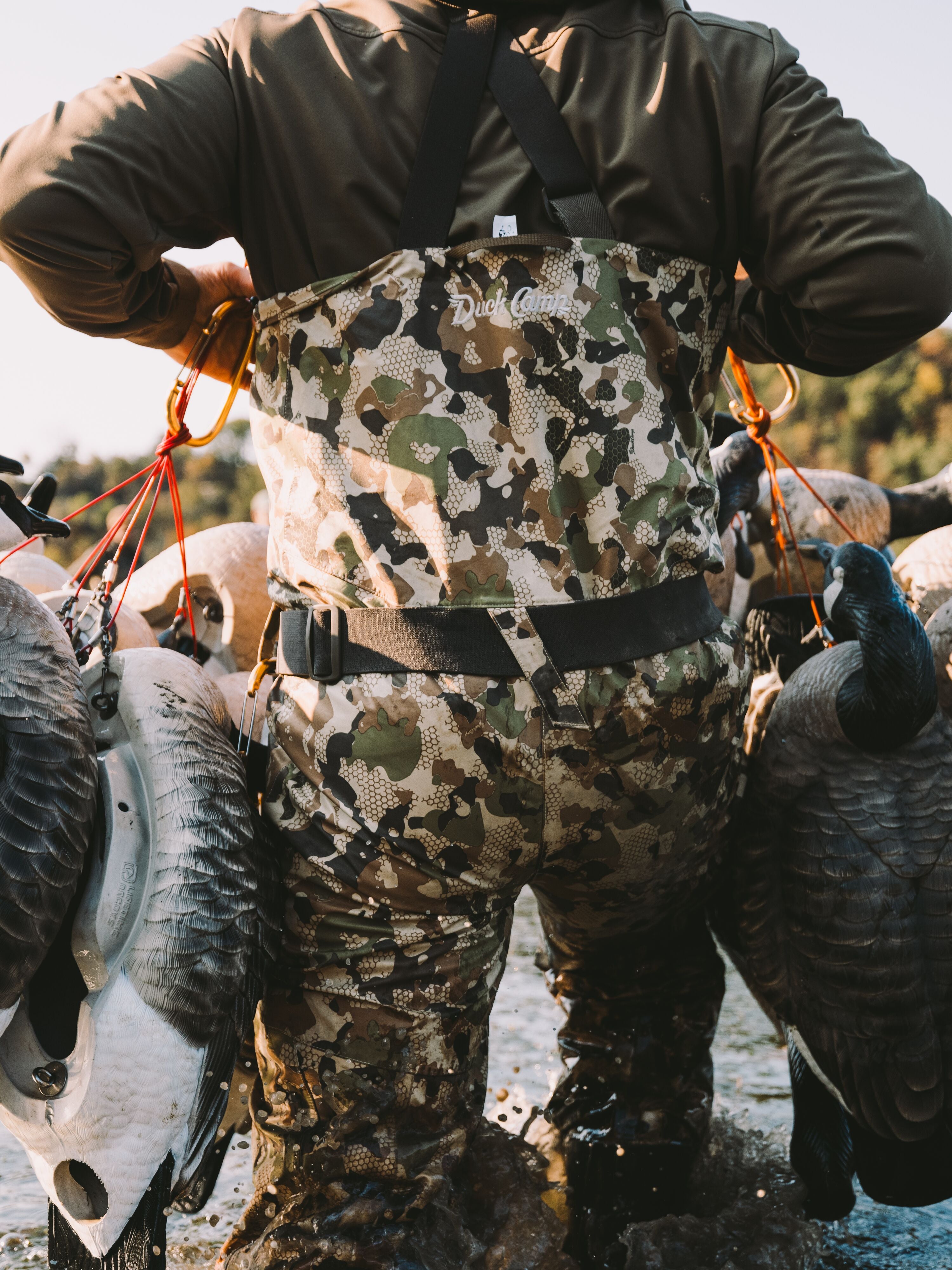ベ*ン様 Duck Hunter Camo WidePants フェード ワーク Duck Camp Zip Waders - Wetland