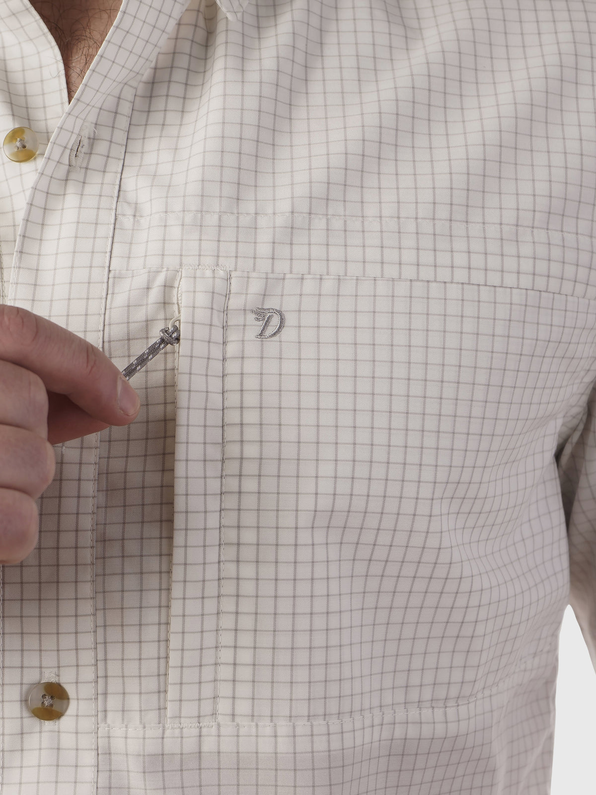 Helm Shirt Long Sleeve - White Oyster Grid