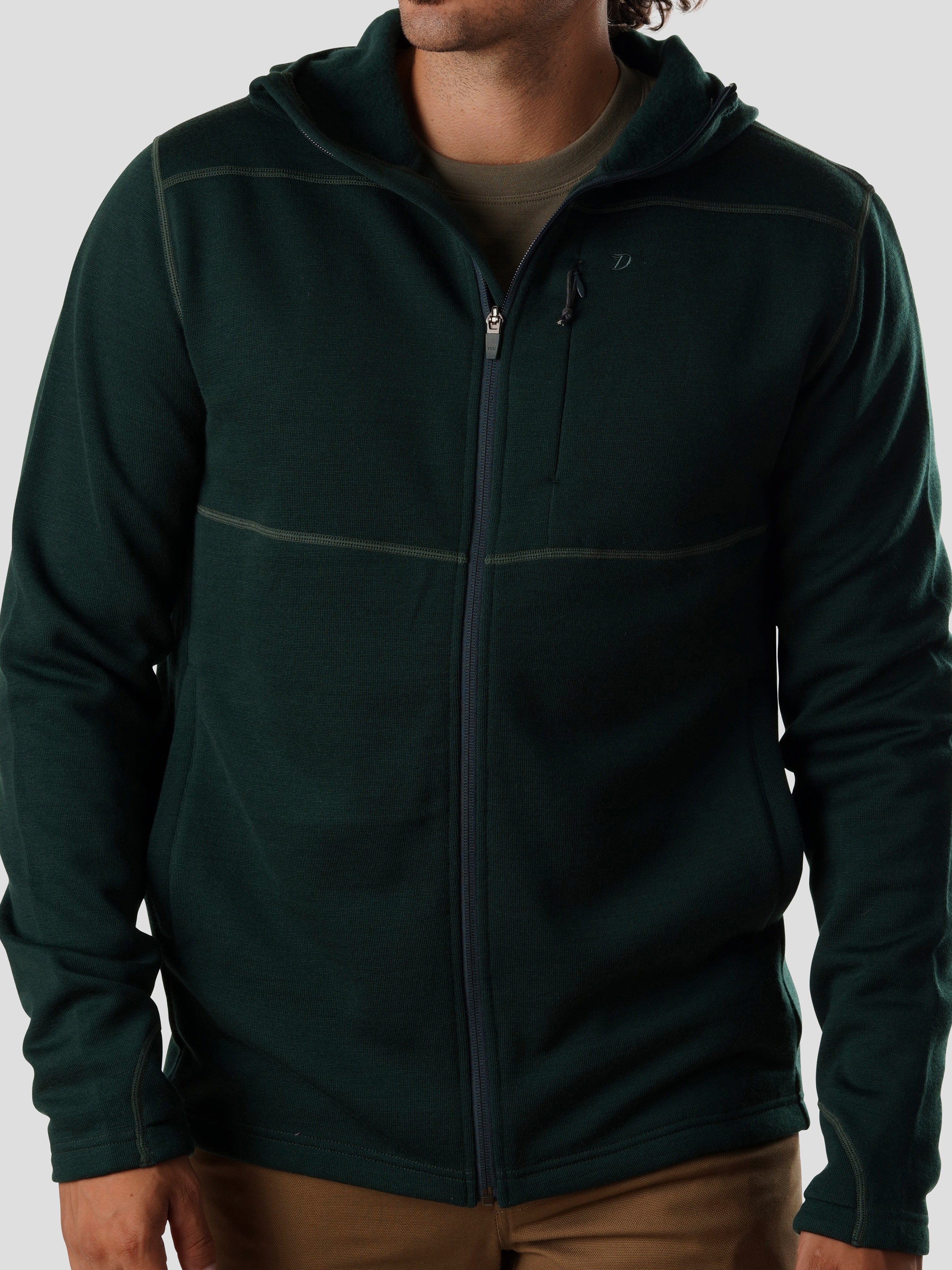 M's Barnburner Merino Hoodie Full Zip - Pine Green