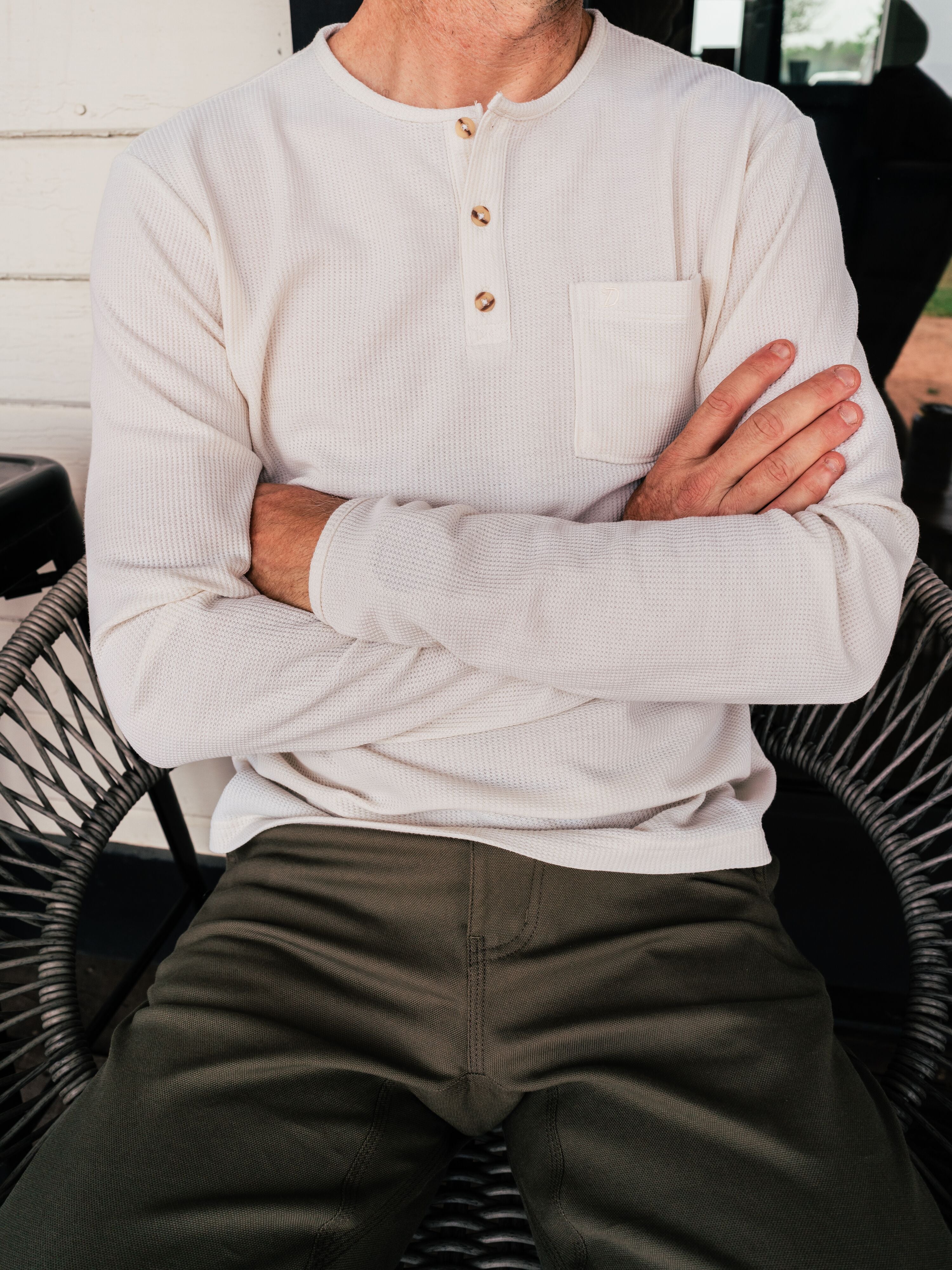 M's Waffle Henley - Birch